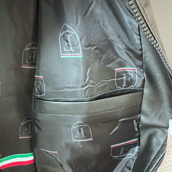 NWT F - COLLECTION black faux leather men's jacket ITALY XL / US L - Picture 9 of 12